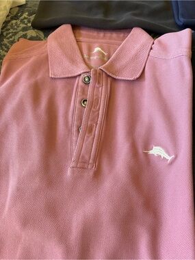 TOMMY BAHAMA Men’s Pink with White Logo Half Sleeve Polo Shirt size M
